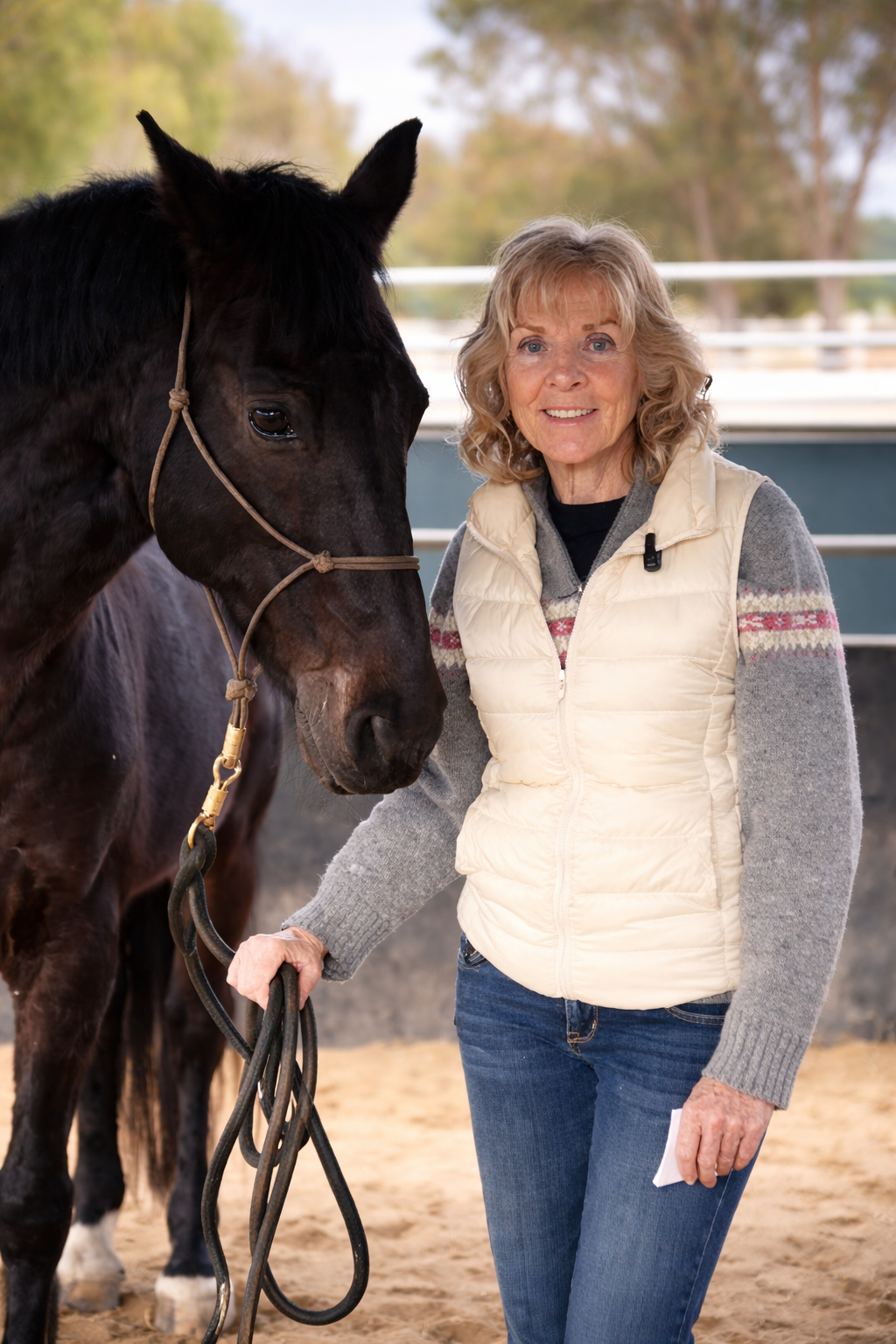 Catherine Christiansen standing with her horse